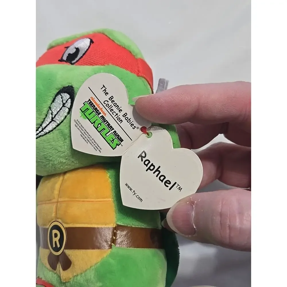 Ty Beanie Babies 2018 Teenage Mutant Ninja Turtles Raphael Michelangelo 6 Inch